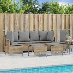 Gartensofa-Set mit Kissen, 5-teilig, beiges synthetisches Rattan von vidaXL, Gartensets - Ref: Foro24-3261548, Preis: 400,64 ...