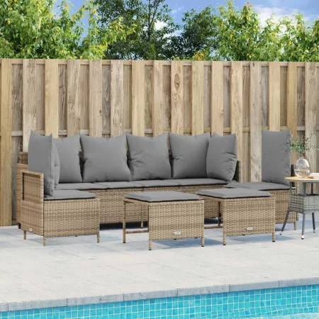 Garden sofa set with cushions 5 pieces beige synthetic rattan by vidaXL, Garden sets - Ref: Foro24-3261548, Price: 422,92 €, ...