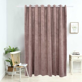 Cortina opaca y anillas metal terciopelo rosa viejo 290x245cm