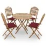 Set de comedor exterior plegable 5 piezas con cojines bambú de vidaXL, Conjuntos de jardín - Ref: Foro24-3063969, Precio: 269...