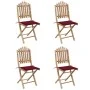 Set de comedor exterior plegable 5 piezas con cojines bambú de vidaXL, Conjuntos de jardín - Ref: Foro24-3063969, Precio: 269...