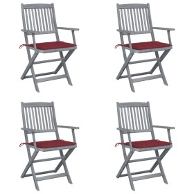 Folding garden chairs 4 pcs cushions solid acacia wood by vidaXL, Garden chairs - Ref: Foro24-3064518, Price: 189,34 €, Disco...
