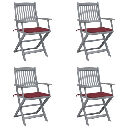 Klappbare Gartenstühle, 4 Stück, Kissen aus massivem Akazienholz von vidaXL, Gartenstühle - Ref: Foro24-3064518, Preis: 189,3...