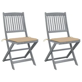 Folding garden chairs 2 pcs cushions solid acacia wood by vidaXL, Garden chairs - Ref: Foro24-3064539, Price: 126,00 €, Disco...