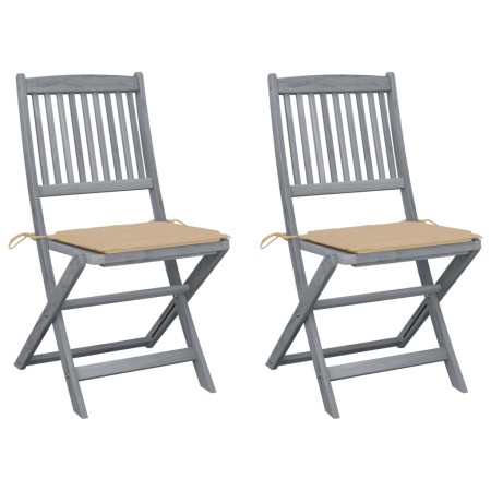 Klappbare Gartenstühle, 2 Stück, Kissen aus massivem Akazienholz von vidaXL, Gartenstühle - Ref: Foro24-3064539, Preis: 138,9...