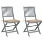 Folding garden chairs 2 pcs cushions solid acacia wood by vidaXL, Garden chairs - Ref: Foro24-3064539, Price: 126,00 €, Disco...