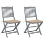 Klappbare Gartenstühle, 2 Stück, Kissen aus massivem Akazienholz von vidaXL, Gartenstühle - Ref: Foro24-3064539, Preis: 138,9...
