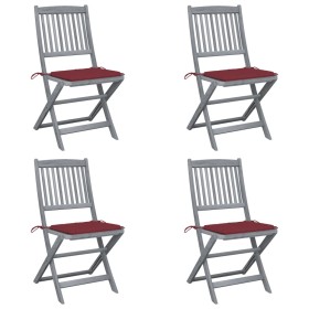 Folding garden chairs 4 pcs cushions solid acacia wood by vidaXL, Garden chairs - Ref: Foro24-3064572, Price: 210,92 €, Disco...