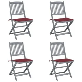 Folding garden chairs 4 pcs cushions solid acacia wood by vidaXL, Garden chairs - Ref: Foro24-3064572, Price: 207,62 €, Disco...