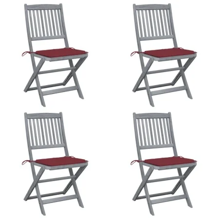 Folding garden chairs 4 pcs cushions solid acacia wood by vidaXL, Garden chairs - Ref: Foro24-3064572, Price: 207,62 €, Disco...