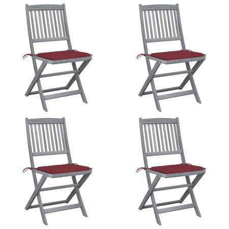 Klappbare Gartenstühle, 4 Stück, Kissen aus massivem Akazienholz von vidaXL, Gartenstühle - Ref: Foro24-3064572, Preis: 210,9...
