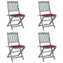 Folding garden chairs 4 pcs cushions solid acacia wood by vidaXL, Garden chairs - Ref: Foro24-3064572, Price: 207,62 €, Disco...