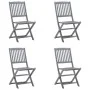 Folding garden chairs 4 pcs cushions solid acacia wood by vidaXL, Garden chairs - Ref: Foro24-3064572, Price: 207,62 €, Disco...
