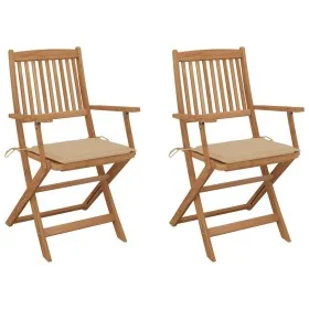 2 Stück klappbare Gartenstühle und Kissen aus massivem Akazienholz von vidaXL, Gartenstühle - Ref: Foro24-3064593, Preis: 149...