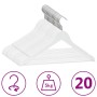 Juego de perchas ropa 20 uds antideslizantes madera dura blanco