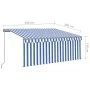 Manuell ausfahrbare Markise mit blau-weißem Rollo 3,5 x 2,5 m von vidaXL, Markisen - Ref: Foro24-3069396, Preis: 299,04 €, Ra...