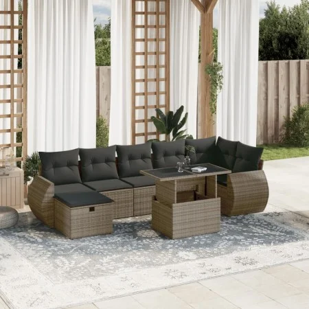 Garden sofa and cushion set 8 pieces gray synthetic rattan by vidaXL, Garden sets - Ref: Foro24-3275150, Price: 538,05 €, Dis...