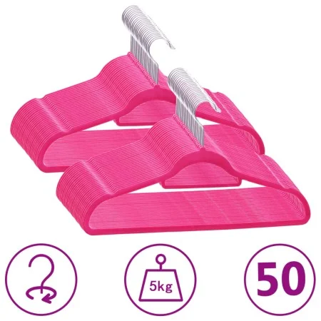Set of 50 non-slip pink velvet clothes hangers by vidaXL, Hangers - Ref: Foro24-289924, Price: 42,27 €, Discount: %