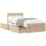 Bed frame with drawers solid pine wood 90x200 cm by vidaXL, Beds and slatted bases - Ref: Foro24-846792, Price: 173,55 €, Dis...