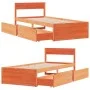 Estructura de cama con cajones madera de pino marrón 75x190 cm de vidaXL, Camas y somieres - Ref: Foro24-846809, Precio: 135,...