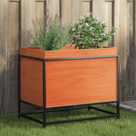 Jardinera de madera maciza pino marrón cera 60x40x50 cm de vidaXL, Maceteros y jardineras - Ref: Foro24-847025, Precio: 66,77...