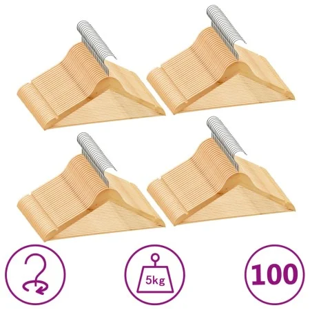 100-teiliges rutschfestes Kleiderbügel-Set aus Hartholz von vidaXL, Kleiderbügel - Ref: Foro24-289913, Preis: 144,93 €, Rabat...