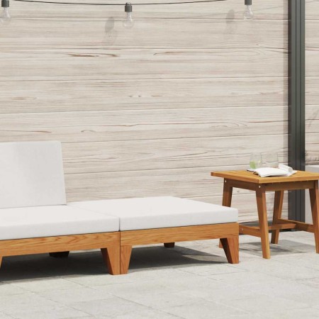Reposapiés modular y cojín crema madera maciza de acacia