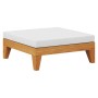 Reposapiés modular y cojín crema madera maciza de acacia