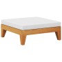 Reposapiés modular y cojín crema madera maciza de acacia