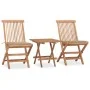 Folding garden dining set 3 pieces teak wood cushions by vidaXL, Garden sets - Ref: Foro24-3063201, Price: 166,52 €, Discount: %