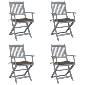 Sillas de jardín plegables 4 uds cojines madera maciza acacia de vidaXL, Sillas de jardín - Ref: Foro24-3064517, Precio: 189,...