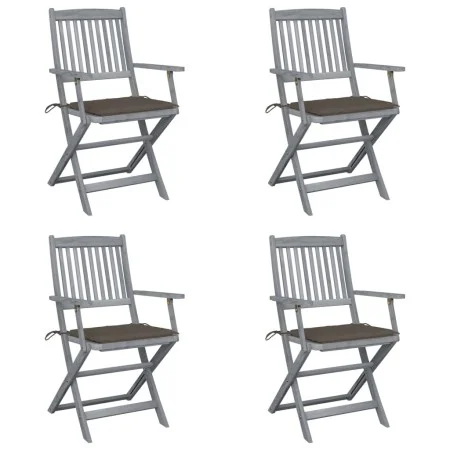 Klappbare Gartenstühle, 4 Stück, Kissen aus massivem Akazienholz von vidaXL, Gartenstühle - Ref: Foro24-3064517, Preis: 189,4...