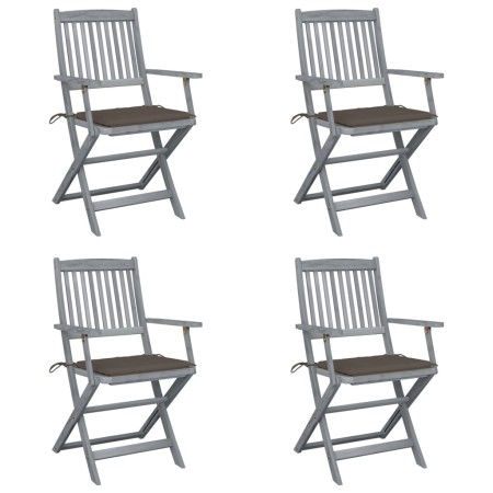 Klappbare Gartenstühle, 4 Stück, Kissen aus massivem Akazienholz von vidaXL, Gartenstühle - Ref: Foro24-3064517, Preis: 189,2...