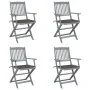 Klappbare Gartenstühle, 4 Stück, Kissen aus massivem Akazienholz von vidaXL, Gartenstühle - Ref: Foro24-3064517, Preis: 189,4...