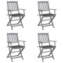 Klappbare Gartenstühle, 4 Stück, Kissen aus massivem Akazienholz von vidaXL, Gartenstühle - Ref: Foro24-3064517, Preis: 189,2...