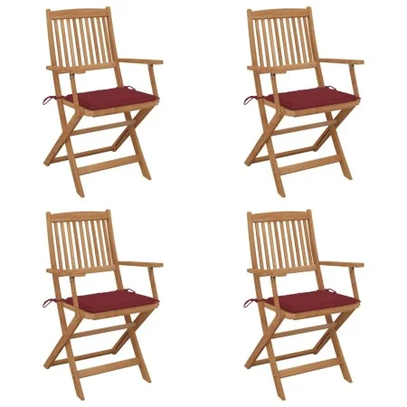 Sillas de jardín plegables 4 uds y cojines madera maciza acacia de vidaXL, Sillas de jardín - Ref: Foro24-3064626, Precio: 20...