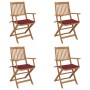 4 Stück klappbare Gartenstühle und Kissen aus massivem Akazienholz von vidaXL, Gartenstühle - Ref: Foro24-3064626, Preis: 235...