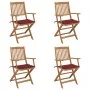 Sillas de jardín plegables 4 uds y cojines madera maciza acacia de vidaXL, Sillas de jardín - Ref: Foro24-3064626, Precio: 20...
