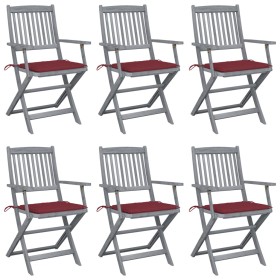 Folding garden chairs 6 pcs solid acacia wood cushions by vidaXL, Garden chairs - Ref: Foro24-3065416, Price: 308,90 €, Disco...