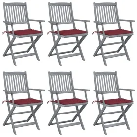 Klappbare Gartenstühle, 6 Stück, Kissen aus massivem Akazienholz von vidaXL, Gartenstühle - Ref: Foro24-3065416, Preis: 300,1...