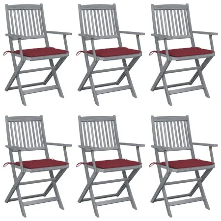 Folding garden chairs 6 pcs solid acacia wood cushions by vidaXL, Garden chairs - Ref: Foro24-3065416, Price: 304,28 €, Disco...