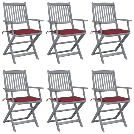 Klappbare Gartenstühle, 6 Stück, Kissen aus massivem Akazienholz von vidaXL, Gartenstühle - Ref: Foro24-3065416, Preis: 308,7...