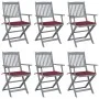 Folding garden chairs 6 pcs solid acacia wood cushions by vidaXL, Garden chairs - Ref: Foro24-3065416, Price: 304,28 €, Disco...