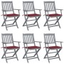 Klappbare Gartenstühle, 6 Stück, Kissen aus massivem Akazienholz von vidaXL, Gartenstühle - Ref: Foro24-3065416, Preis: 308,7...