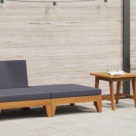 Reposapiés modular y cojín gris ocuro madera maciza de acacia