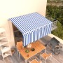Toldo retráctil manual con persiana azul y blanco 3,5x2,5 m de vidaXL, Toldos - Ref: Foro24-3069276, Precio: 466,84 €, Descue...