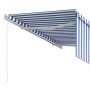 Manual retractable awning with blue and white blind 3.5x2.5 m by vidaXL, Awnings - Ref: Foro24-3069276, Price: 466,84 €, Disc...