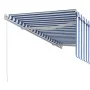 Manual retractable awning with blue and white blind 3.5x2.5 m by vidaXL, Awnings - Ref: Foro24-3069276, Price: 477,76 €, Disc...