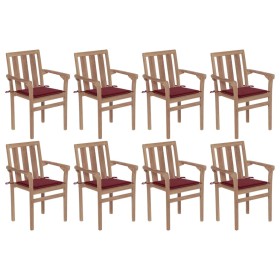 Stackable garden chairs 8 pcs solid teak wood with cushions by vidaXL, Garden chairs - Ref: Foro24-3073442, Price: 1,00 €, Di...