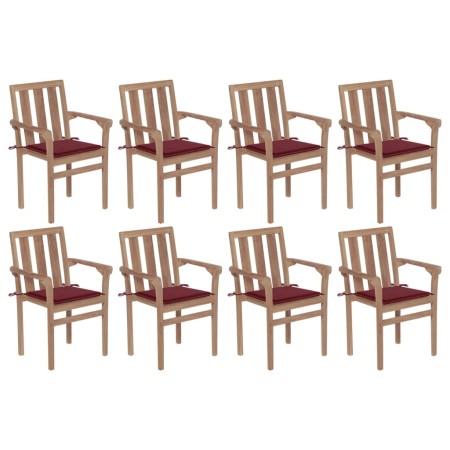 Stackable garden chairs 8 pcs solid teak wood with cushions by vidaXL, Garden chairs - Ref: Foro24-3073442, Price: 1,00 €, Di...